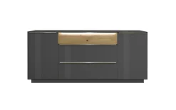 Lowboard Nova, anthrazit/Eiche massiv, inkl. Griffbeleuchtung