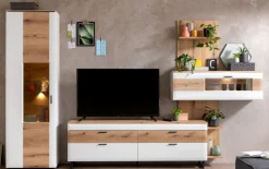 Lowboard Torano, lightgrey supermatt, Coast Evoke Eiche Nachbildung