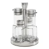 Menage-Set im Gestell aus Edelstahl mit Glas, 5-teilig