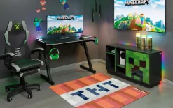 Minecraft Gaming Tisch, schwarz, 120 x 74 cm, inkl. Getränkehalterung