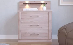 Nachtkonsolenpaneelpaar Luxor 3, Steineiche-Nachbildung, 60 cm, 2 Stück