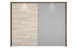 Passepartoutrahmen, Schwebetürenschrank Rivoli 494, Montana Oak, mit LED-Beleuchtung