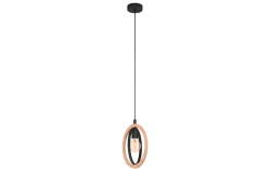 Pendelleuchte Basildon, holz/schwarz, 1-flammig, 19 cm