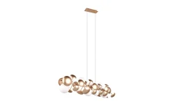 Pendelleuchte Bubble, goldfarbig/weiß, 150 cm