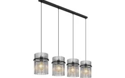 Pendelleuchte Gorley, schwarz, 4-flammig, 110 cm