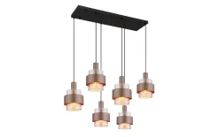 Pendelleuchte Milley, schwarz/bronze, 6-flammig