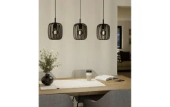 Pendelleuchte Romazzina, 3-flammig, schwarz, 90 cm