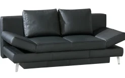 Querschläfer Lavinia, schwarzes Leder, Liegefläche 143 x 194 cm, mit Bettkasten