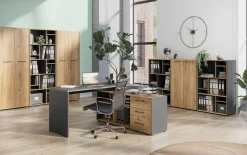 Rollcontainer Podium, Eiche Navarra Nachbildung/graphit matt