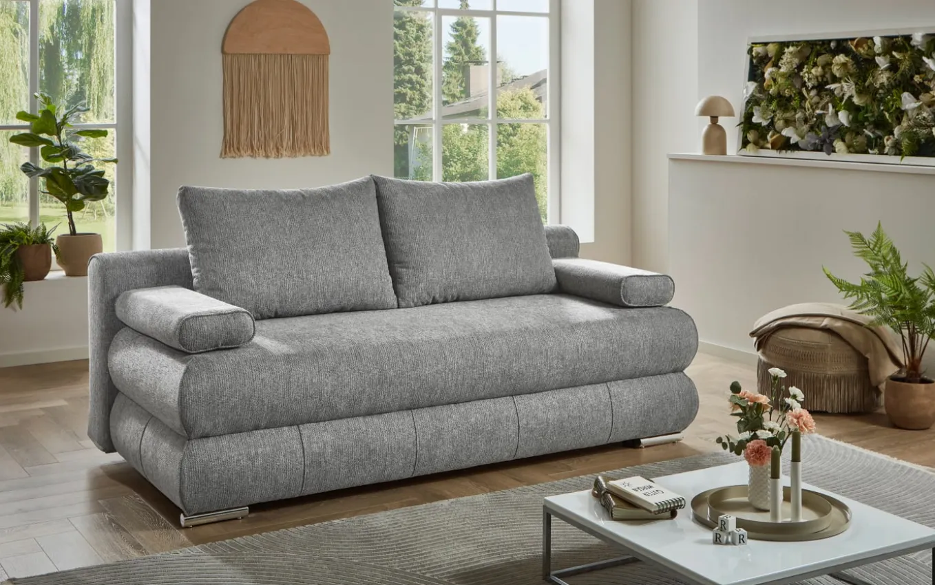 Schlafsofa Borna, silber, inkl. Kissen