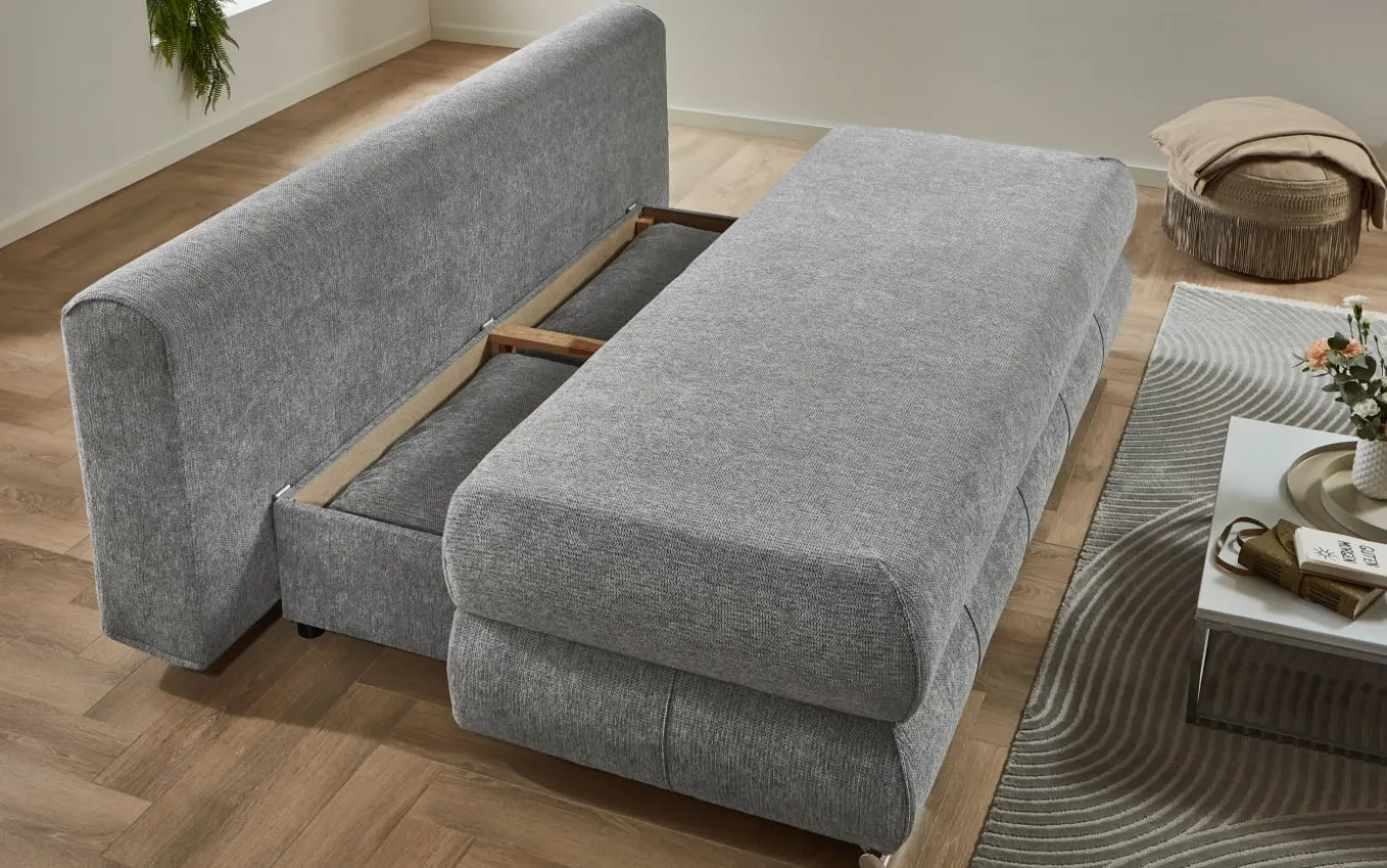 Schlafsofa Borna, silber, inkl. Kissen
