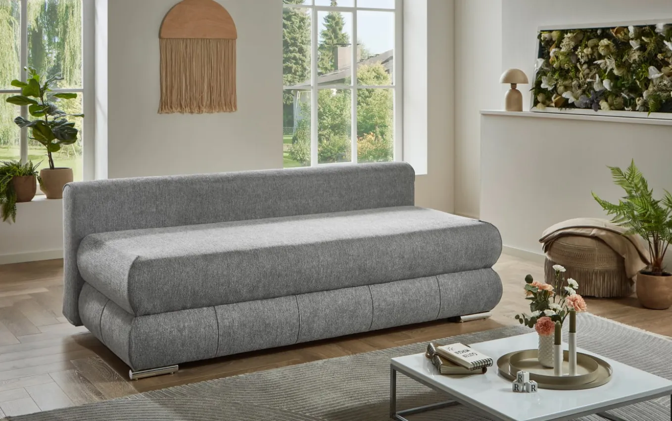Schlafsofa Borna, silber, inkl. Kissen