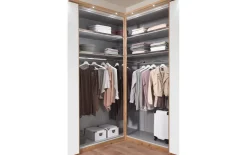 Schranksystem Clivo, Eiche Bianco Nachbildung/Glas champagner