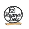 Schriftzug Heimat Liebe aus Mangoholz und Aluminium in schwarz