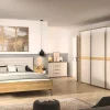 Schwebetürenschrank Ajana, Asteiche Nachbildung/champagner, 271 x 223 cm