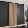 Schwebetürenschrank Denver, graphit/Eiche bianco, 300 x 236 cm