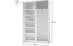 Schwebetürenschrank Fast, weiß, 125 x 195 cm
