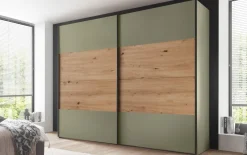 Schwebetürenschrank Florina, salbeigrün/Artisan Eiche-Nachbildung