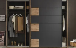 Schwebetürenschrank Linea, Bartex Eiche/graphit, 270 x 211 cm