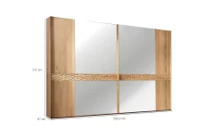 Schwebetürenschrank Paolo, teilmassive Eiche/Treibholz-Nachbildung, 300 x 217 cm