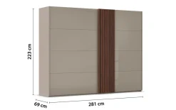 Schwebetürenschrank Tegio-F, fango/Nussbaum