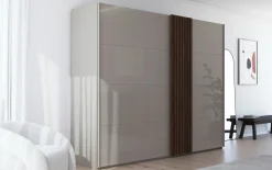 Schwebetürenschrank Tegio-F, fango/Nussbaum
