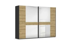 Schwebetürenschrank Ventura, Asteiche Nachbildung/schwarz, 301 x 223 cm