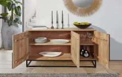 Sideboard Atari, Mangoholz/schwarz, inkl. Softclose Funktion