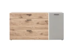 Sideboard Baveno, Eiche-Nachbildung/hellgrau, inkl. Frontbeleuchtung