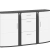 Sideboard Cabana, weiß, graphit, inkl. LED-Beleuchtung