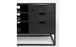 Sideboard Guuji, schwarz, Rattan, 156 cm