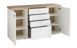 Sideboard Idamo, Tonweiss matt, Alteiche Nachbildung