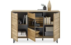 Sideboard Jackson, Eiche teilmassiv, inkl. LED-Beleuchtung
