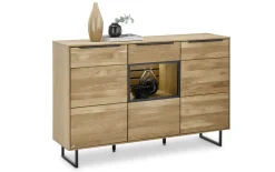Sideboard Jackson, Eiche teilmassiv, inkl. LED-Beleuchtung