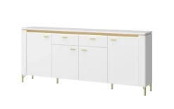 Sideboard Lazio, weiß/gold, 200 cm, inkl. Beleuchtung