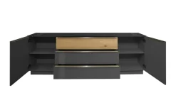Sideboard Nova, anthrazit/Eiche massiv, inkl. Griffbeleuchtung