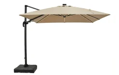 Sonnenschirm, beige, 300 x 256 cm, inkl. LED Solarbeleuchtung