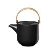 Teekanne mit Holzgriff coppa kuro, Porzellan, schwarz, 14,5 cm