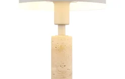 Tischleuchte Janie, sandfarbig/Travertine-Nachbildung