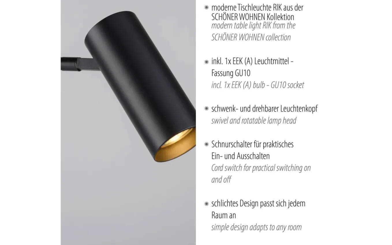 Tischleuchte Rik, schwarz