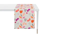 Tischläufer Outdoor Floral, pink/grau, 48 x 140 cm