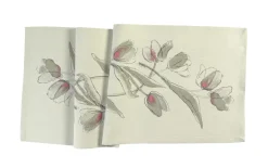 Tischläufer Pia, weiß mit Blumenmuster, 50 x 140 cm