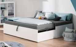 Universalliege Flynn, kreideweiß, ausziehbar zum Doppelbett, 200 x 198 cm