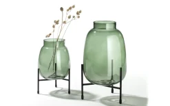Vase auf Gestell in grün/schwarz, 19 cm