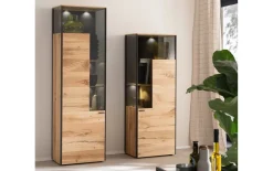 Vitrine Andra, Eiche rustico/anthrazit, 174 cm