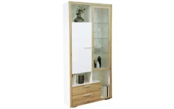Vitrine Catania, weiß, Artisan Eiche Nachbildung, inkl. Beleuchtung