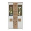 Vitrine Matera, weiß/Altholz-Nachbildung, inkl. LED-Beleuchtung