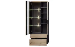 Vitrine Memphis, Artisan Eiche Nachbildung/graphit, inkl. LED-Beleuchtung