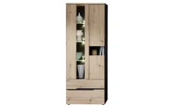 Vitrine Memphis, Artisan Eiche Nachbildung/graphit, inkl. LED-Beleuchtung