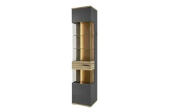Vitrine QUINCY, anthrazit/Eiche-Nachbildung, inkl. LED-Beleuchtung